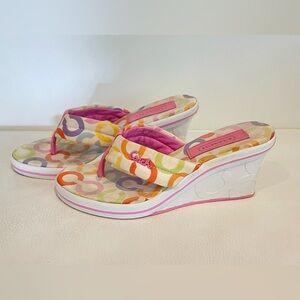 Coach Multi Colour Summer Wedge Sandals Sz 5
